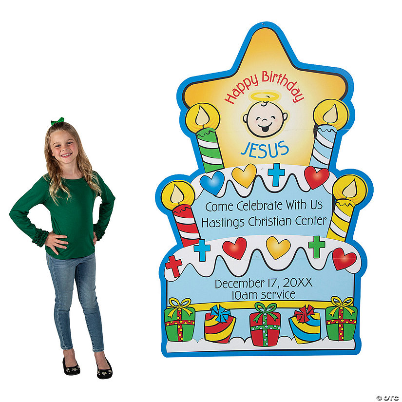 Personalized Happy Birthday Jesus Cardboard Cutout Stand-Up Image Thumbnail