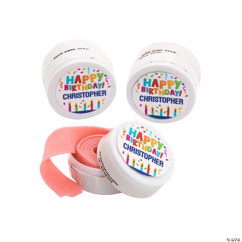 Personalized Happy Birthday Roll Tape Gum - 12 Pc. Image Thumbnail