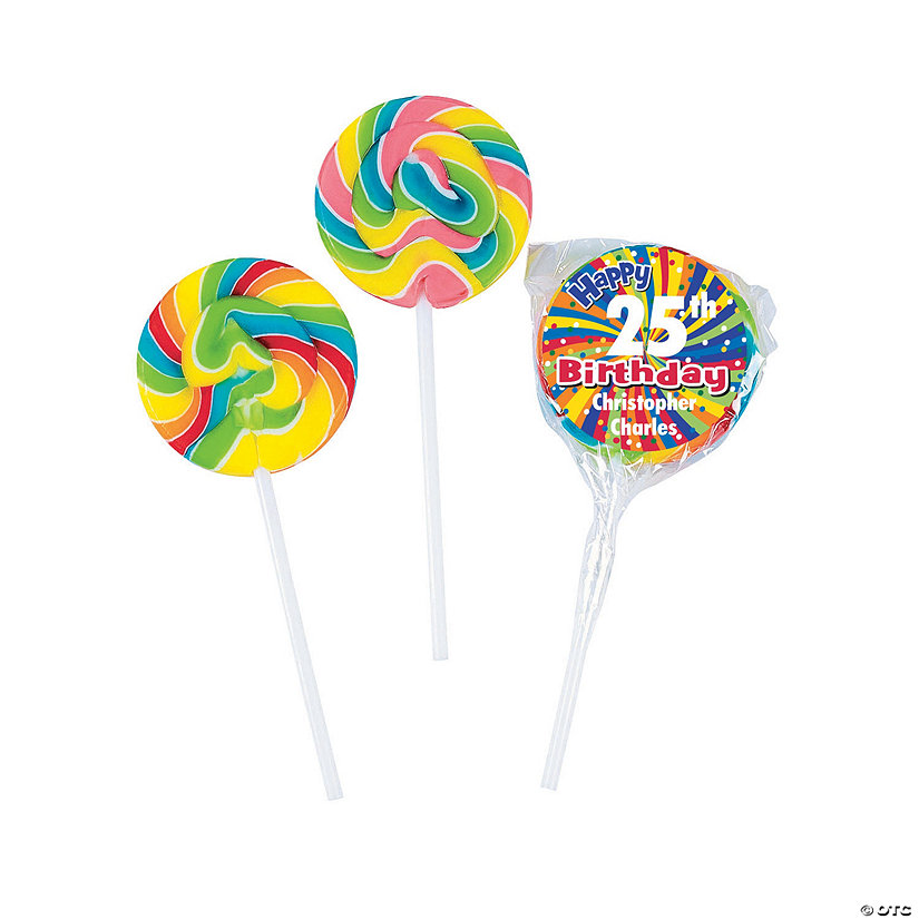 Personalized Happy Birthday Swirl Lollipops - 24 Pc. Image Thumbnail