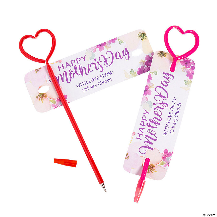 Personalized Happy Mother&#8217;s Day Cards with Heart Pen - 24 Pc. Image