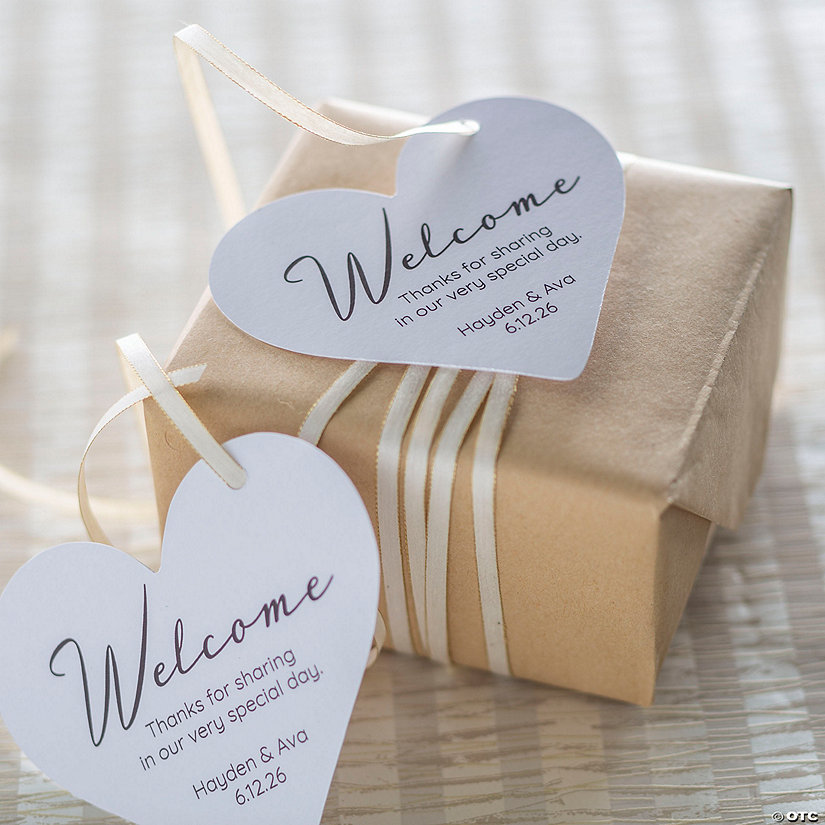 Personalized Heart Shaped Wedding Welcome Tags - 24 Pc. Image Thumbnail