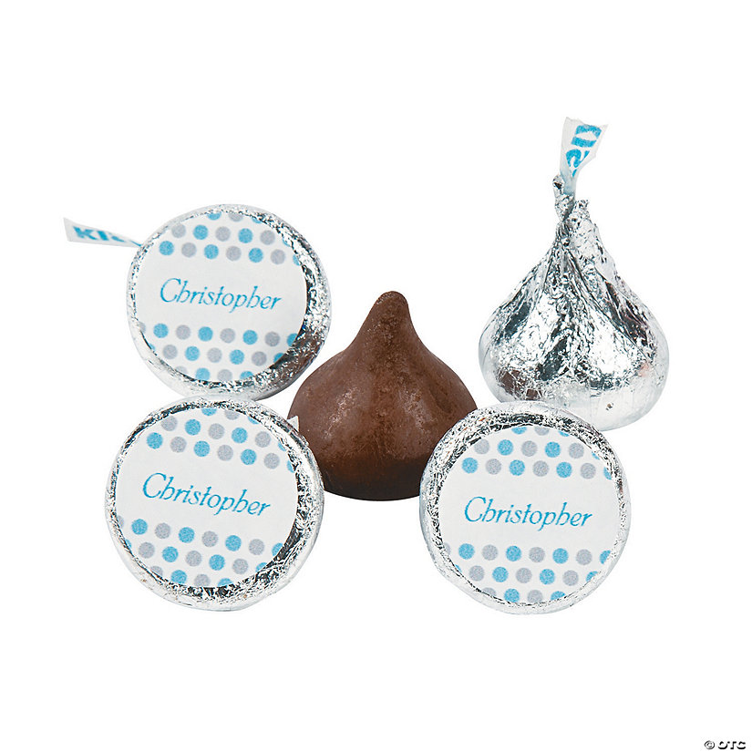 Personalized Hershey&#174; Kisses&#174; Blue Polka Dot Chocolate Candy - 49 Pc. Image Thumbnail