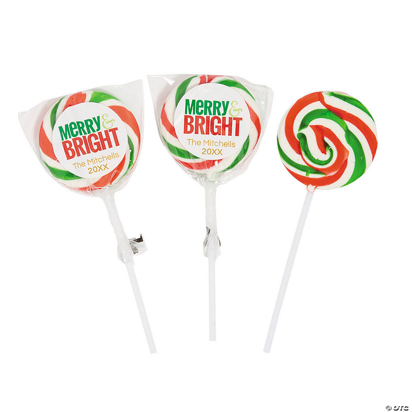 Personalized Holiday Swirl Lollipops - 12 Pc. Image Thumbnail