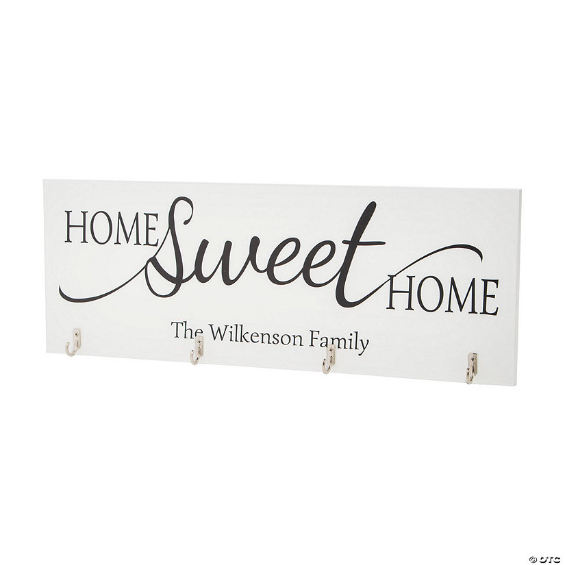 Personalized Home Sweet Home Entryway Wall Decoration with Hooks Image Thumbnail