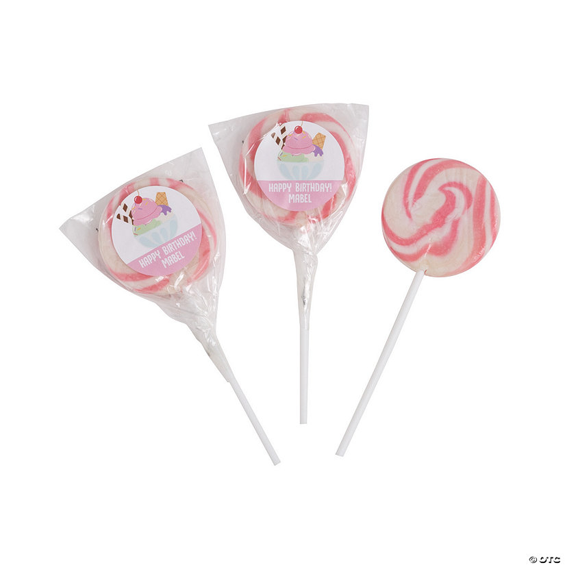 Personalized Ice Cream Party Swirl Lollipops - 24 Pc. Image Thumbnail