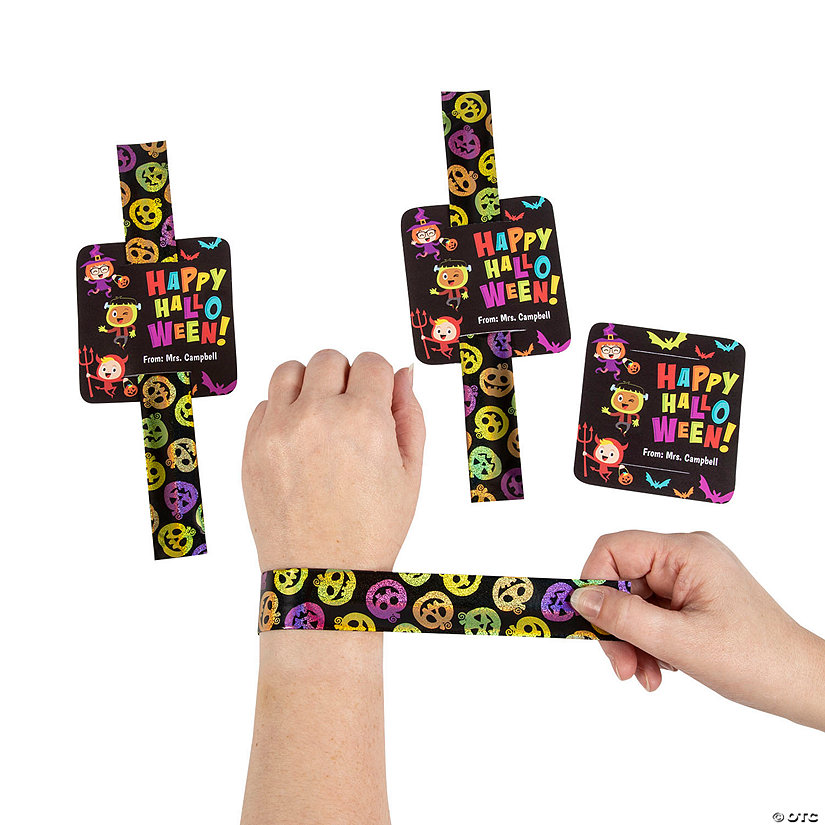Personalized Iconic Halloween Slap Bracelets with Card - 24 Pc. Image Thumbnail