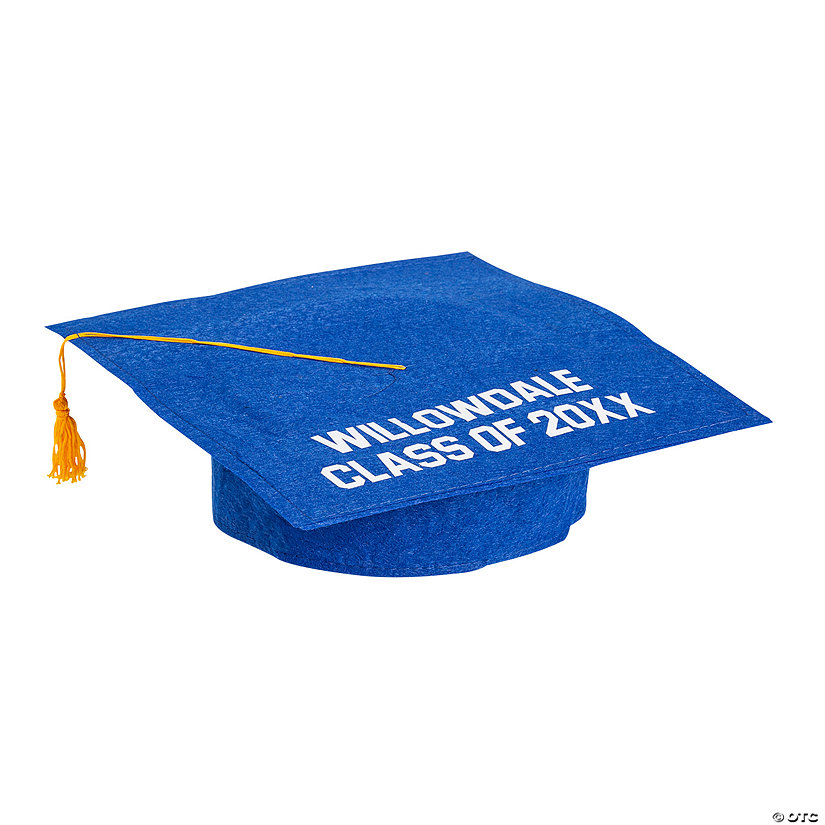 Personalized Kids Blue Felt Graduation Caps - 12 Pc. Image Thumbnail