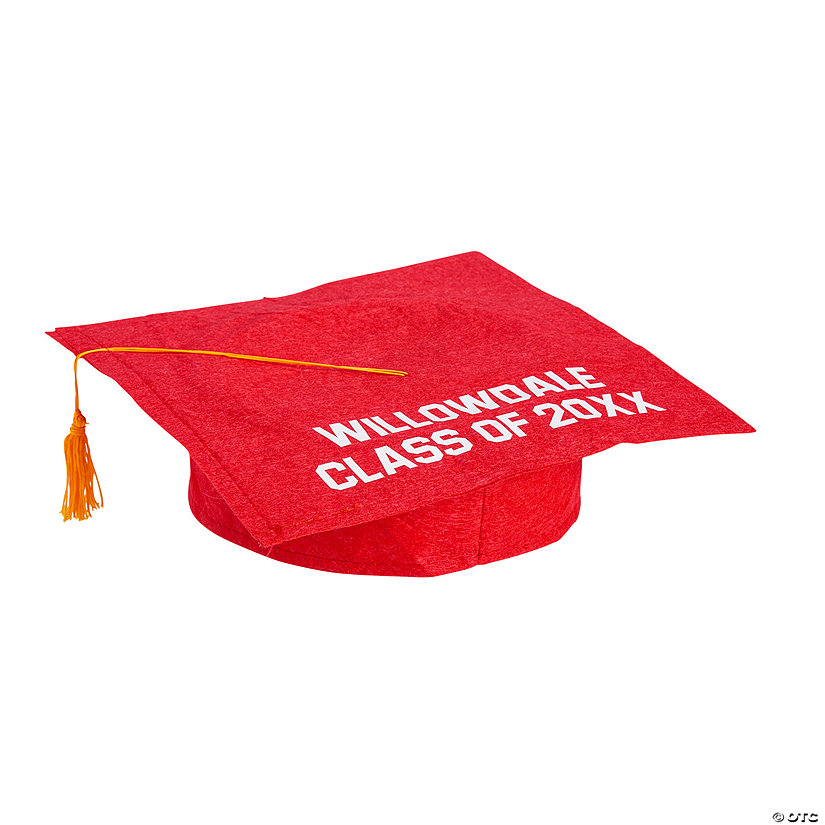 Personalized Kids Red Felt Graduation Caps - 12 Pc. Image Thumbnail