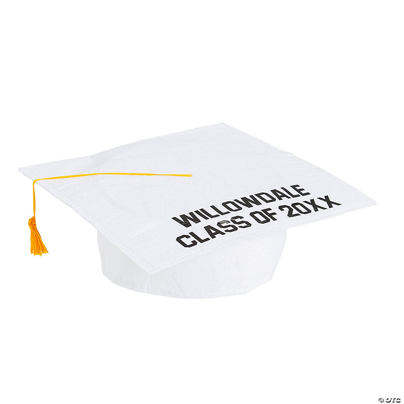 Personalized Kids White Felt Graduation Caps - 12 Pc. Image Thumbnail
