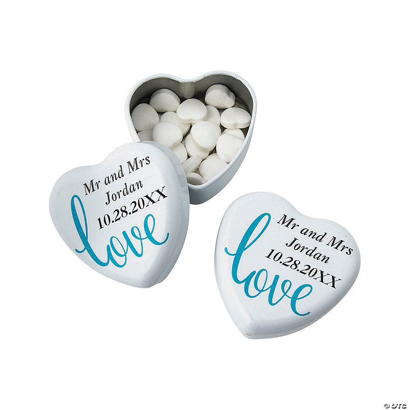 Personalized Love Script Heart Mint Tins - 24 Pc. Image