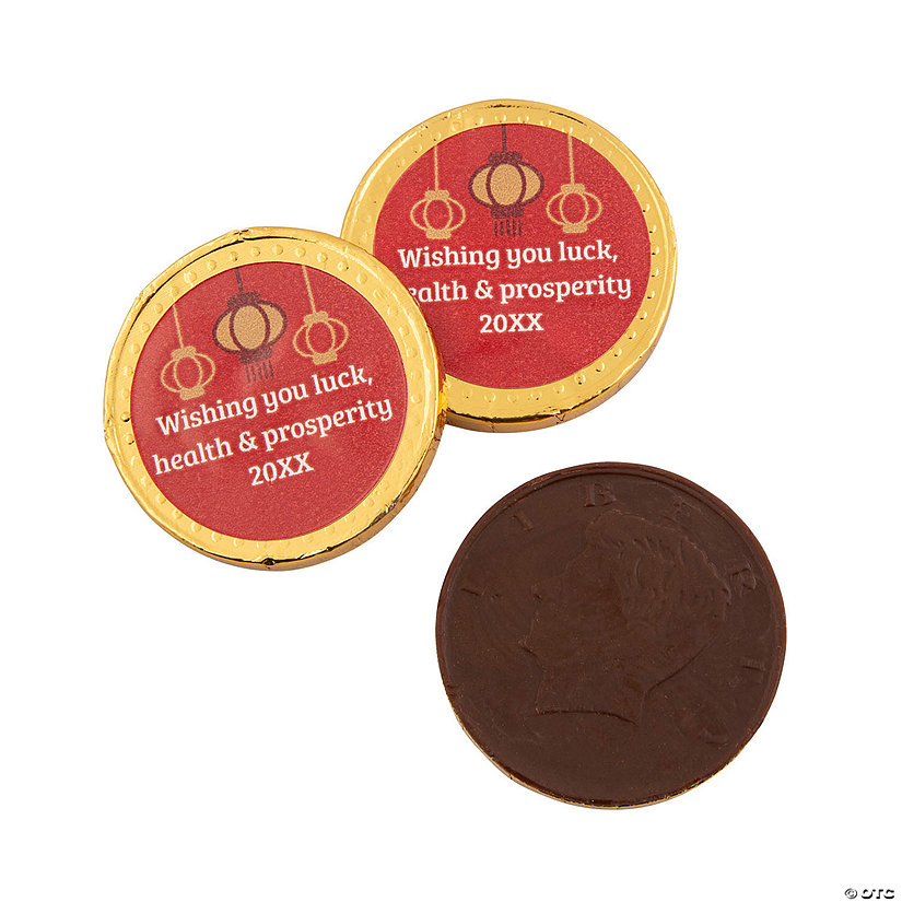 Personalized Lunar New Year Gold Chocolate Coins - 76 Pc. Image