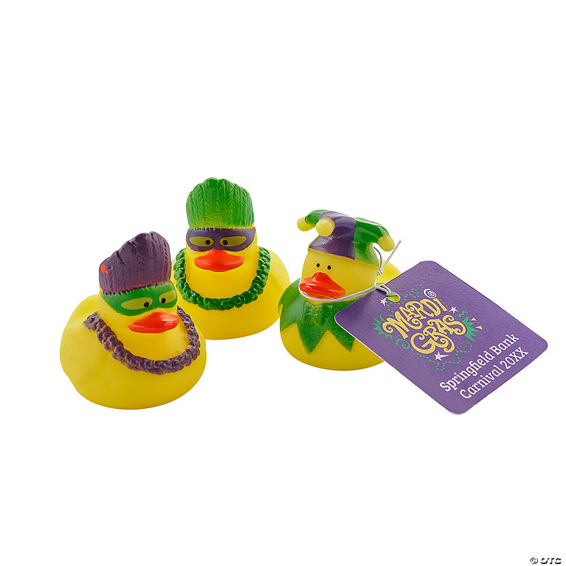 Personalized Mardi Gras Rubber Ducks with Card for 24 Image Thumbnail
