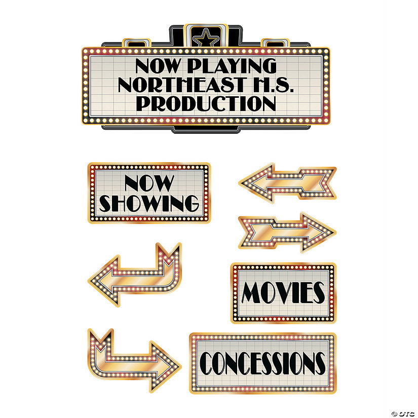 Personalized Marquee Sign & Movie Night Cutouts - 7 Pc. Image