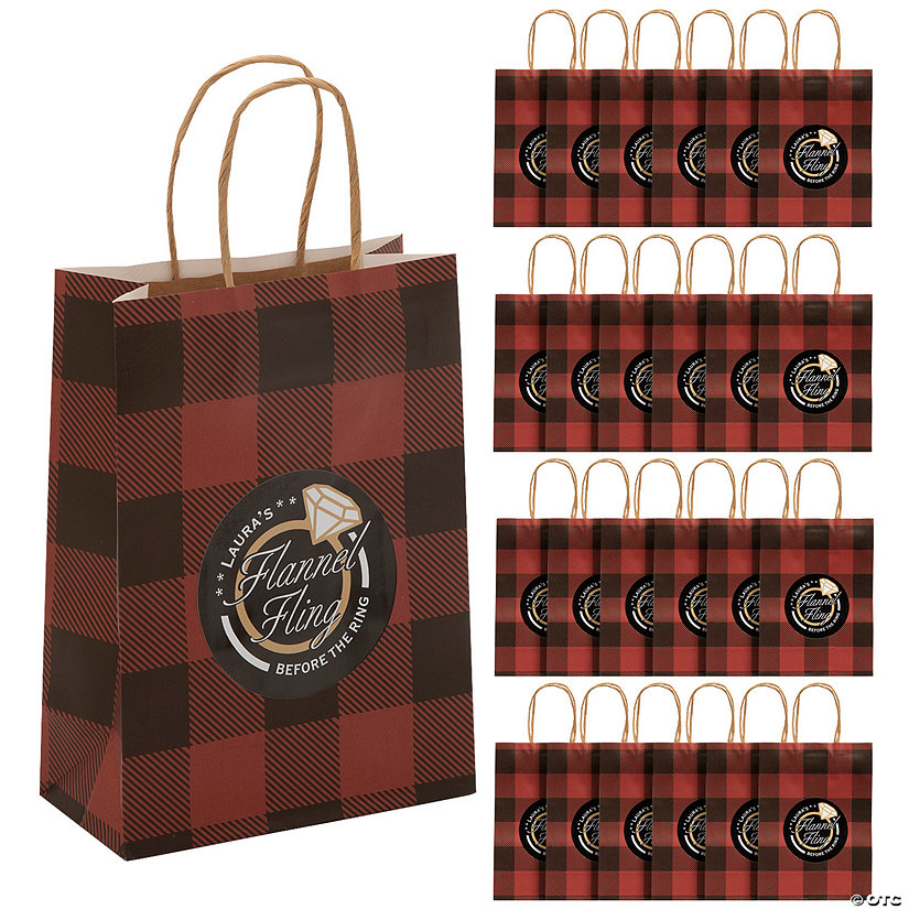 Personalized Medium Flannel Fling Paper Gift Bags - 12 Pc. Image Thumbnail