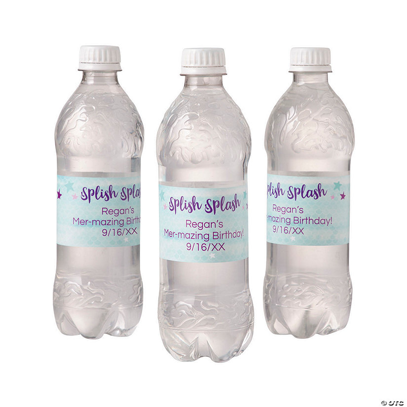 Personalized Mermaid Sparkle Water Bottle Labels - 25 Pc. Image Thumbnail