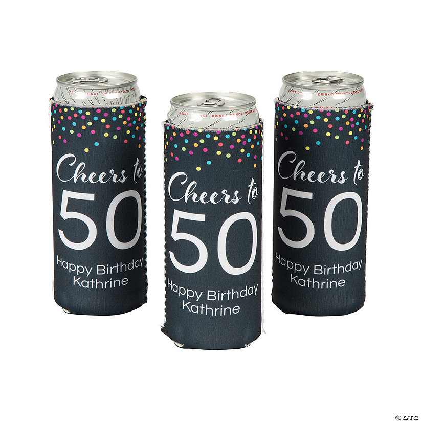Personalized Milestone Birthday Slim Fit Can Coolers &#8211; 12 Pc. Image Thumbnail