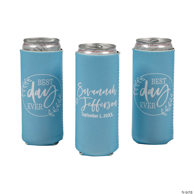 Personalized Modern Script Best Day Ever Slim Can Coolers - 12 Pc. Image Thumbnail
