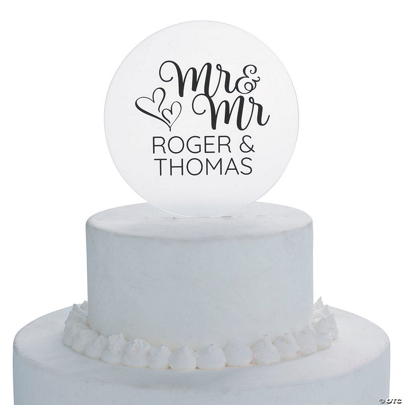 Personalized Mr. & Mr. Clear Cake Topper Image Thumbnail