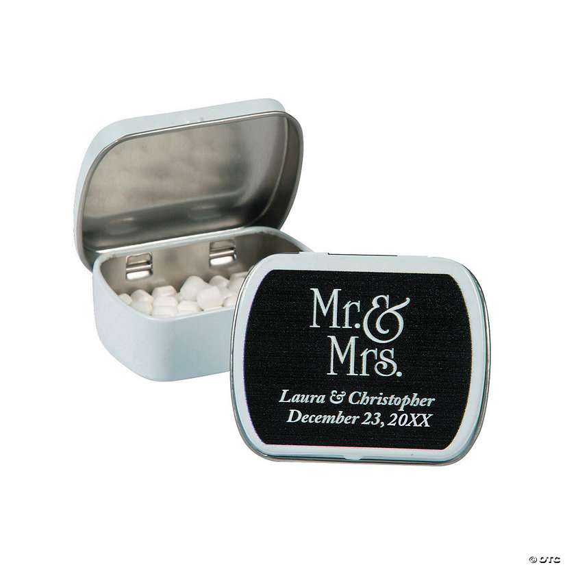 Personalized Mr. & Mrs. Wedding Mint Tins - 24 Pc. Image