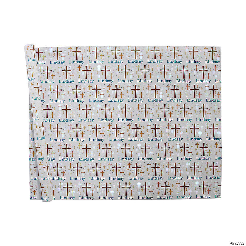 Personalized Name & Cross Wrapping Paper Image Thumbnail