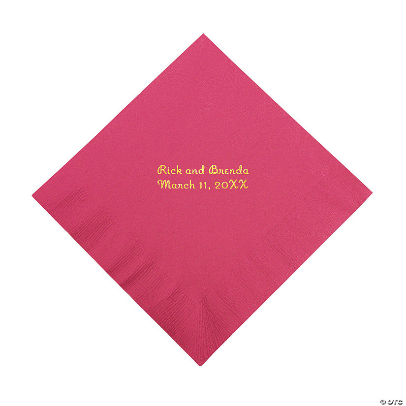 Personalized Napkins - Beverage - Hot Pink with Gold Foil Image Thumbnail