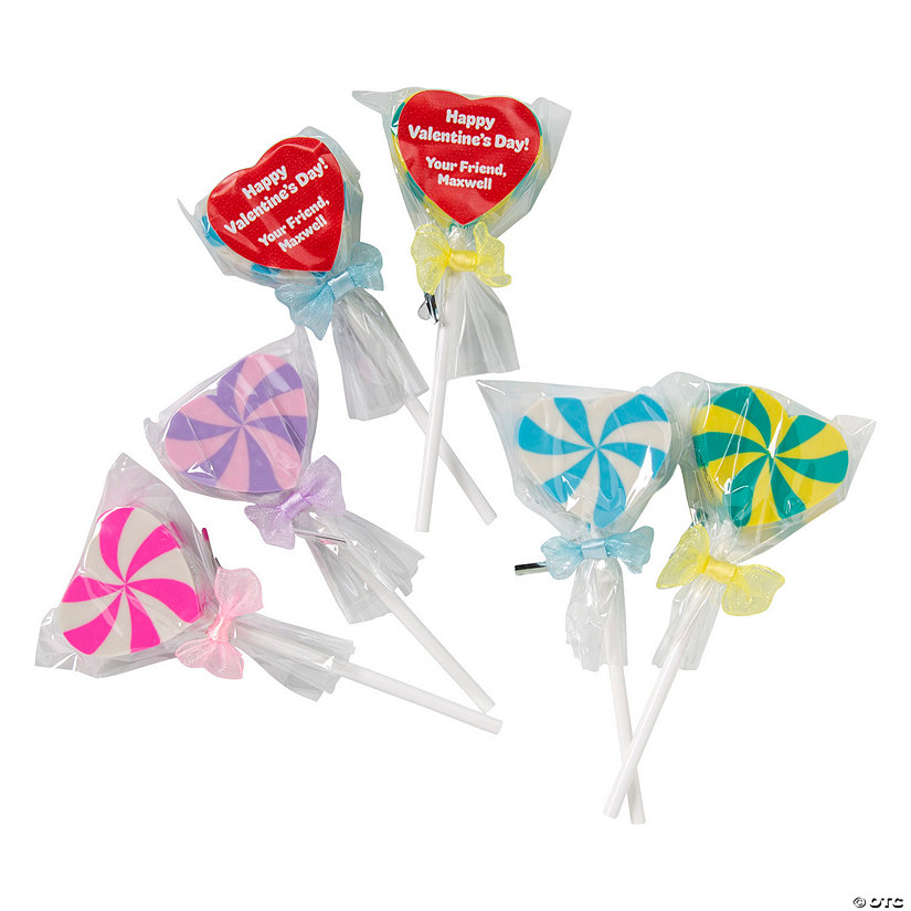 Personalized Open Text Heart-Shaped Lollipop Eraser for 24 Image Thumbnail