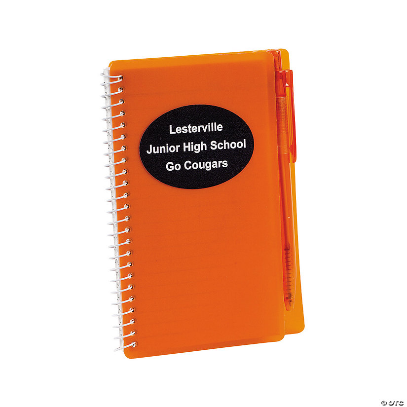 Personalized Orange Spiral Notebooks with Pens - 12 Pc. Image