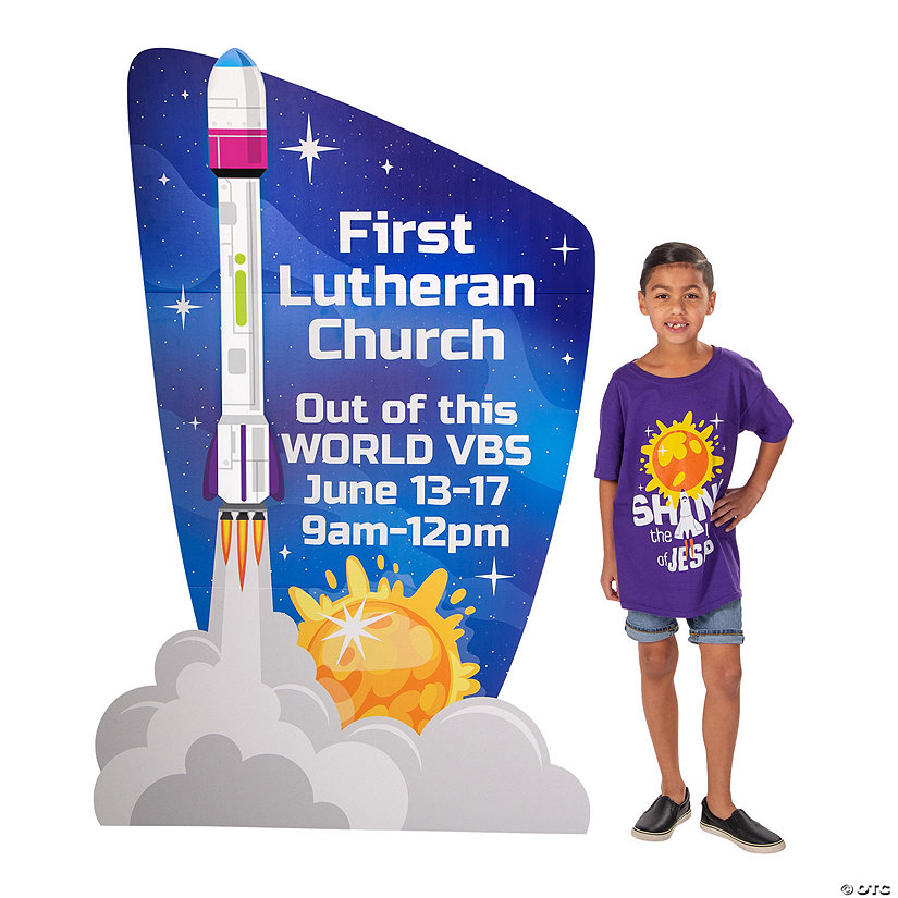 Personalized Outer Space VBS Rocket Cardboard Cutout Stand-Up Image Thumbnail