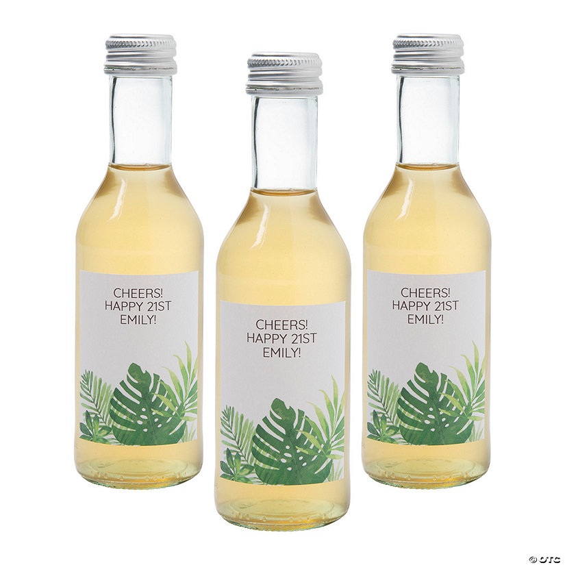 Personalized Palm Leaf Mini Wine Bottle Labels - 25 Pc. Image Thumbnail