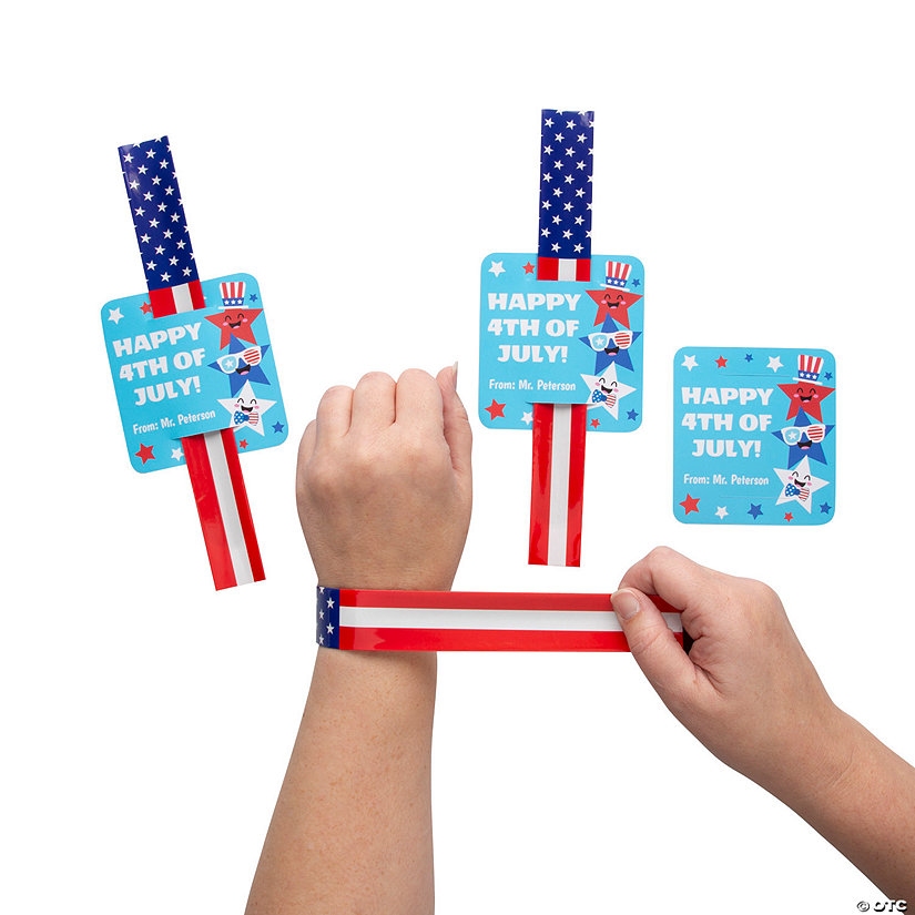 Personalized Patriotic Flag Slap Bracelets with Card for 24 Image Thumbnail