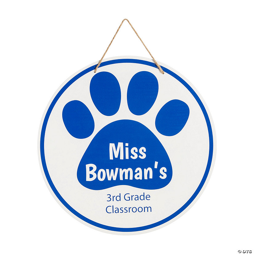 Personalized Paw Print Classroom Door Sign Image Thumbnail