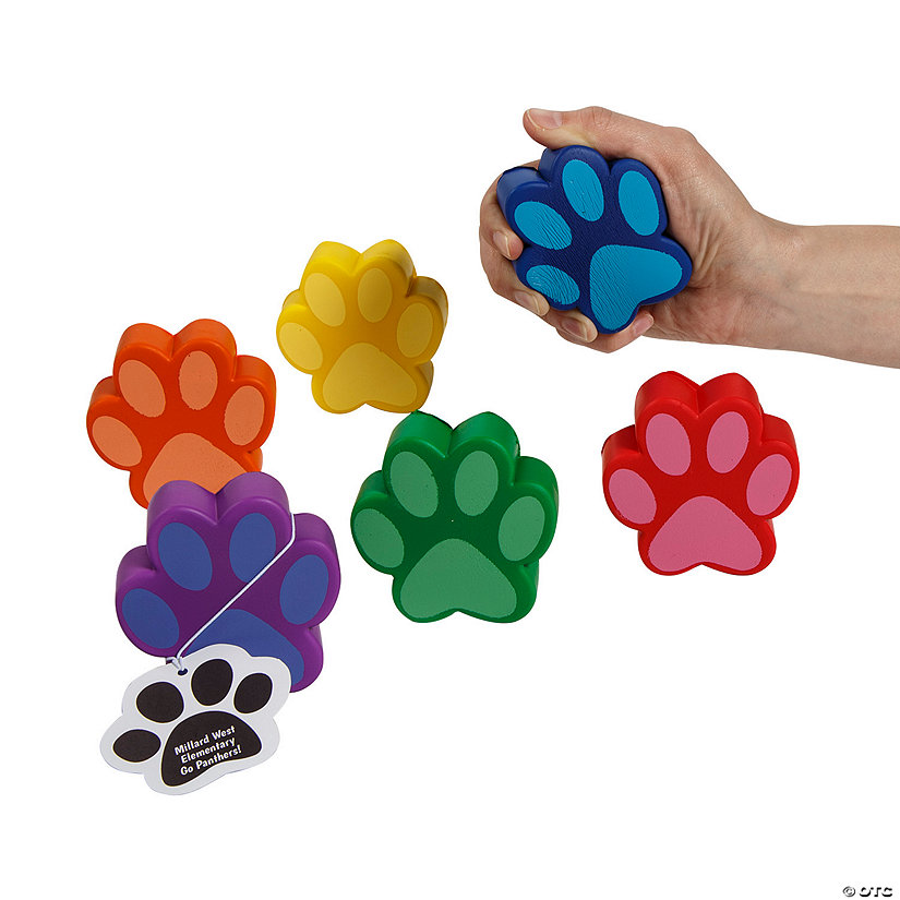 Personalized Paw Print Stress Toys with Tag for 12 Image