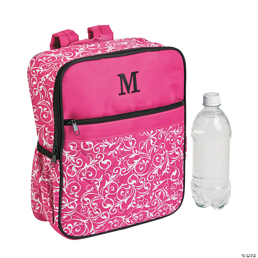 Personalized Pink Damask Quilted Backpack Image