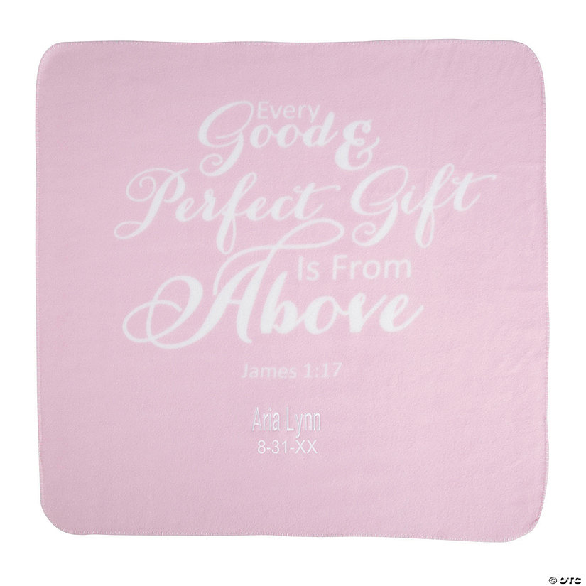 Personalized Pink Religious Baby Blanket Image Thumbnail