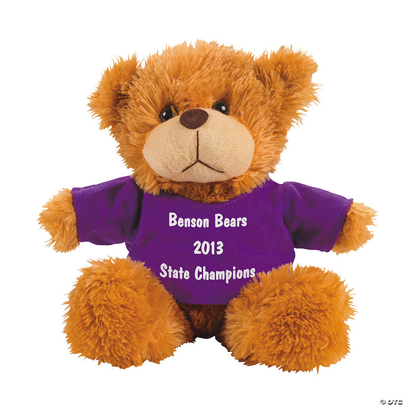 Personalized Plush Bear with Purple T-Shirt Image
