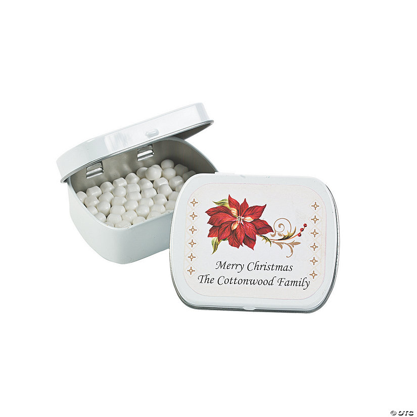 Personalized Poinsettia Mint Tins - 24 Pc. Image