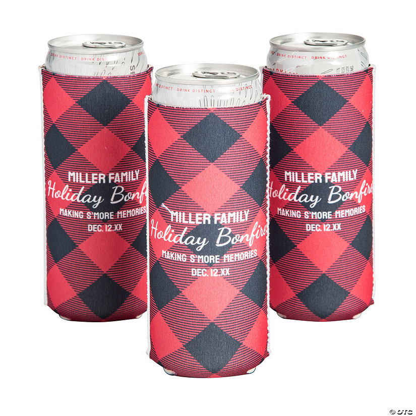 Personalized Premium Buffalo Plaid Slim Can Coolers - 12 Pc. Image Thumbnail