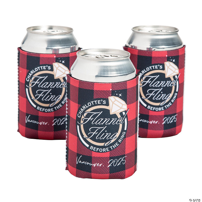 Personalized Premium Flannel Fling Can Coolers - 12 Pc. Image Thumbnail