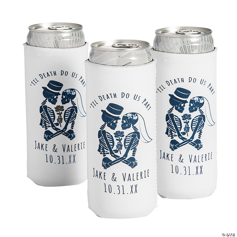 Personalized Premium Halloween Wedding Slim Can Coolers - 12 Pc. Image Thumbnail