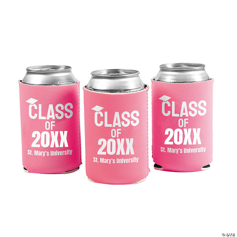 Personalized Premium Pink Class of Graduation Year Can Coolers - 48 Pc. Image Thumbnail