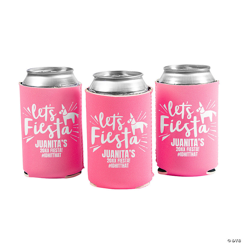 Personalized Premium Pink Lets Fiesta Can Coolers - 48 Pc. Image Thumbnail