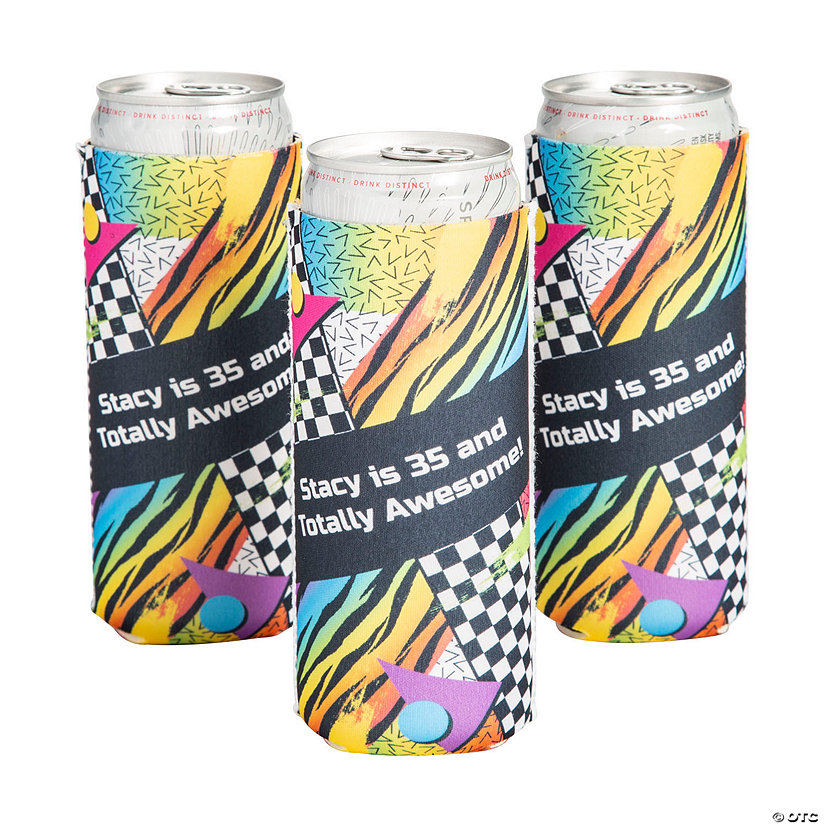 Personalized Premium Retro Party Slim Fit Can Coolers - 12 Pc. Image Thumbnail