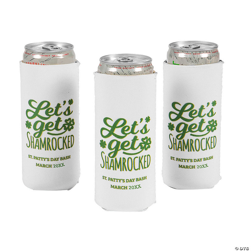Personalized Premium St. Patrick&#8217;s Day Slim Fit Can Coolers - 12 Pc. Image