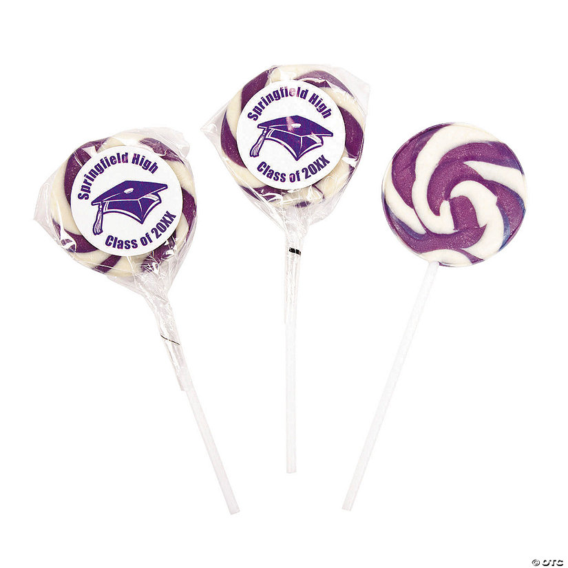 Personalized Purple Graduation Swirl Lollipops - 24 Pc. Image