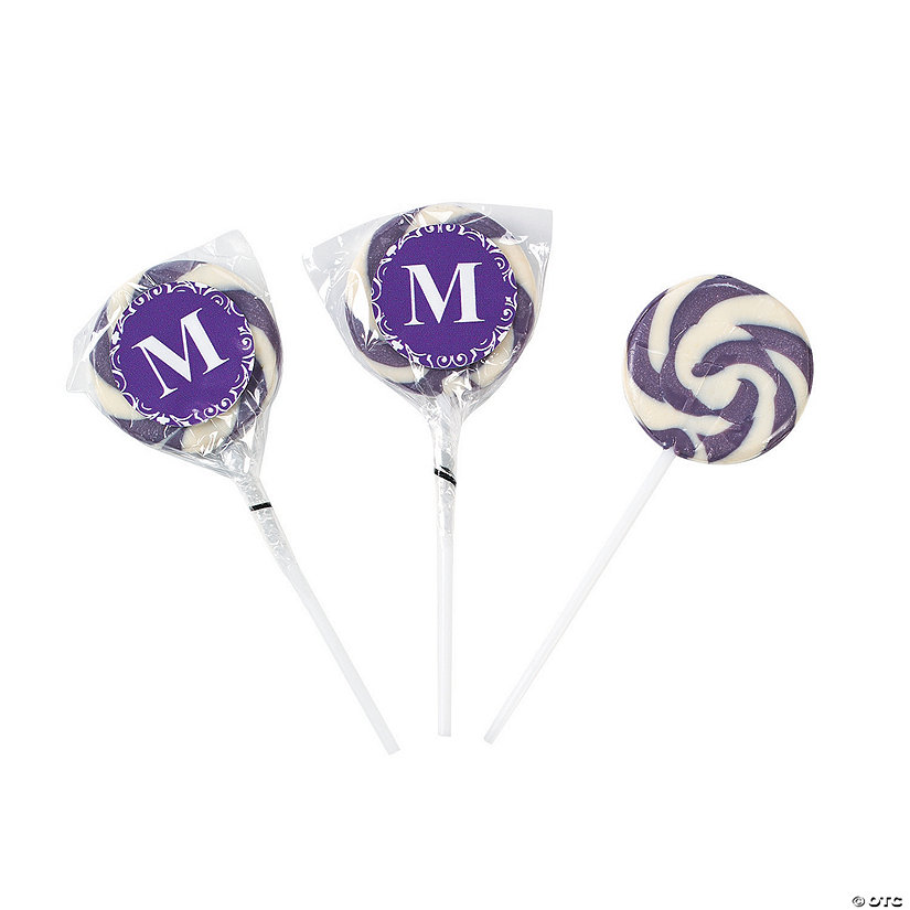 Personalized Purple Monogram Swirl Lollipops - 24 Pc. Image