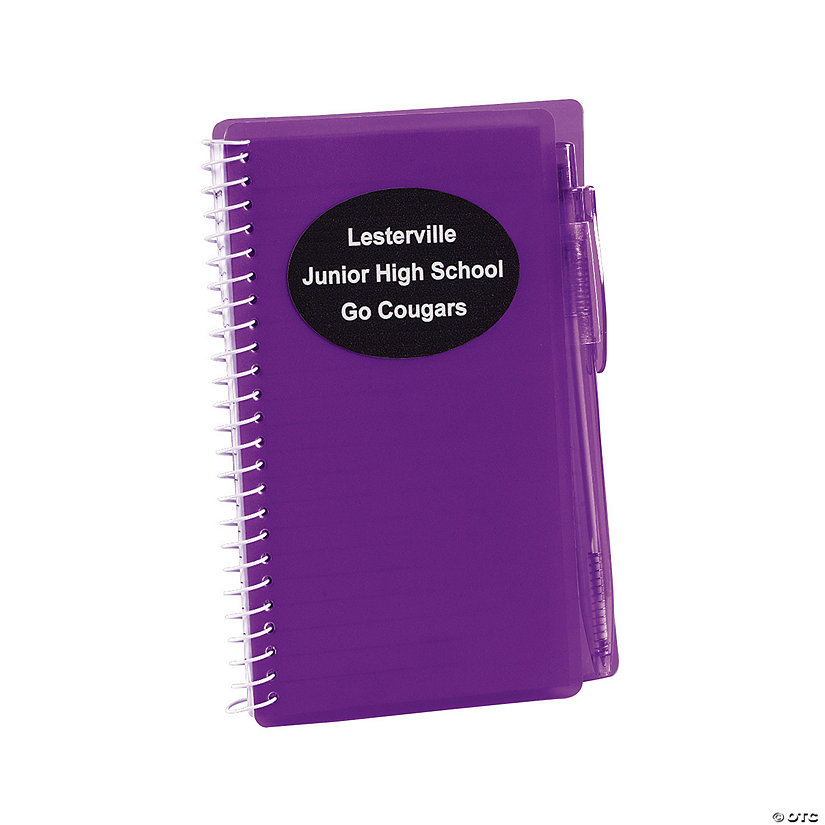 Personalized Purple Spiral Notebooks with Pens - 12 Pc. Image