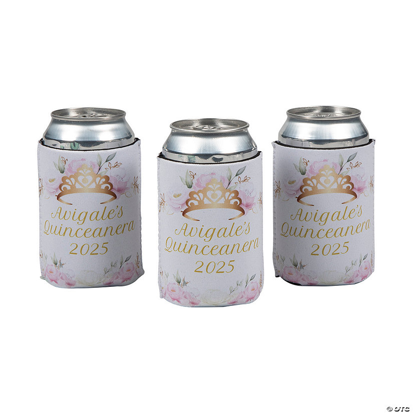 Personalized Quinceanera Premium Can Coolers - 12 Pc. Image Thumbnail