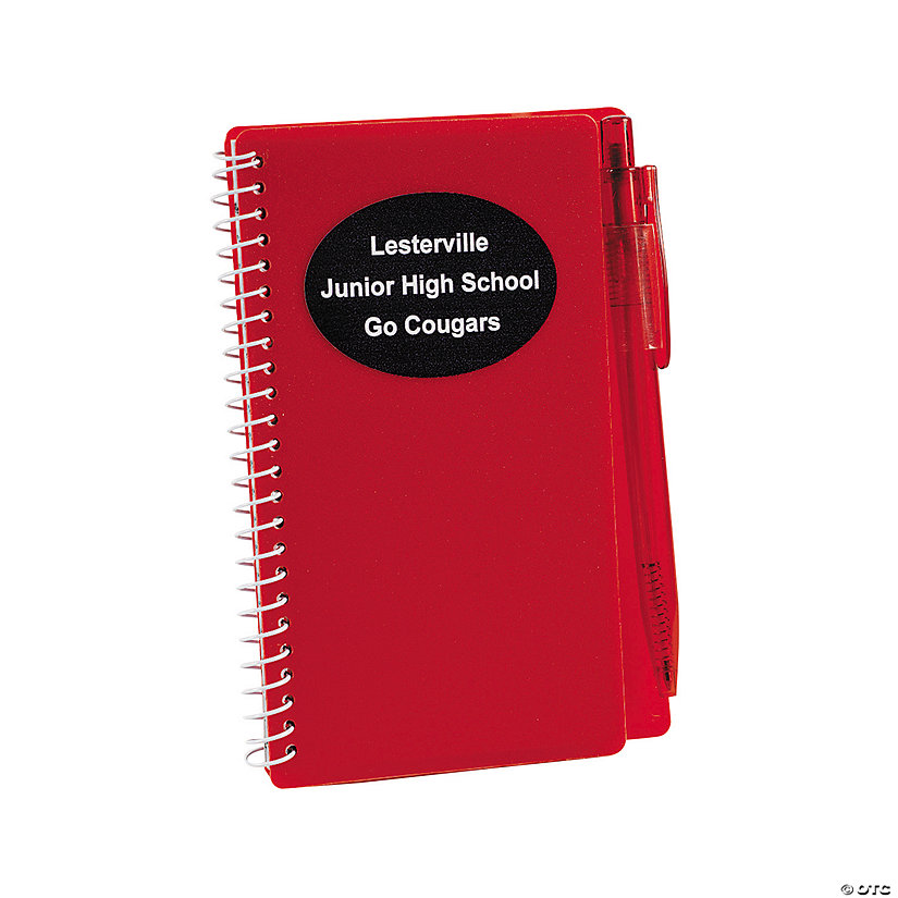 Personalized Red Spiral Notebooks with Pens - 12 Pc. Image