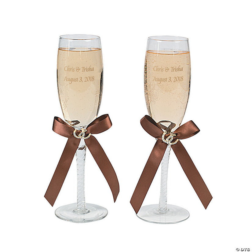 Personalized Rustic Western Wedding Champagne Flutes Image