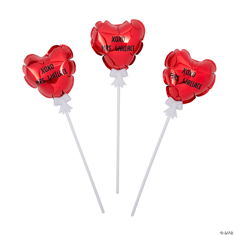 Personalized Self-Inflating Red Heart 4" Mylar Balloons - 12 Pc. Image Thumbnail